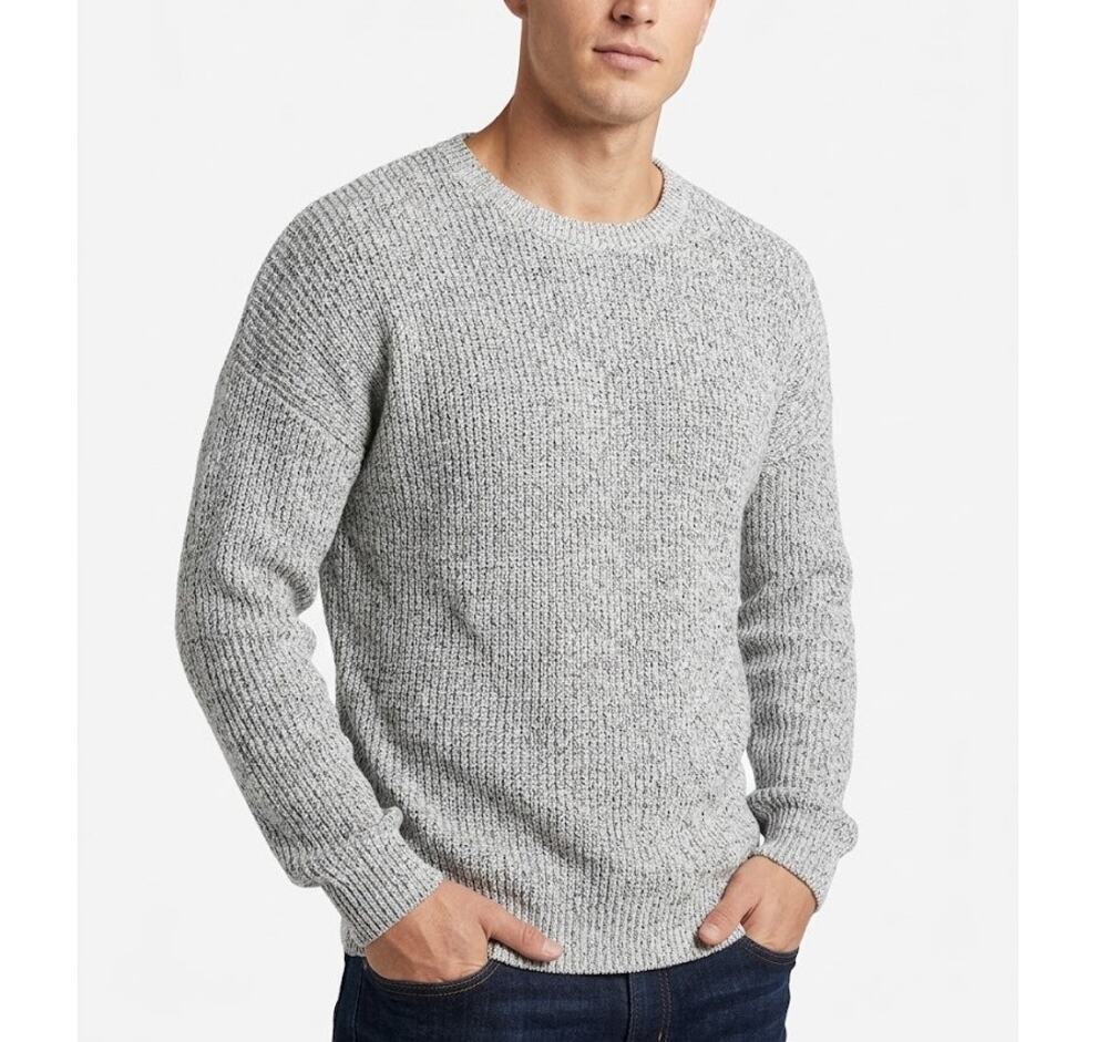 Tristan Men's Gray Marled Heathered Knit Crewneck Sweater Sz L